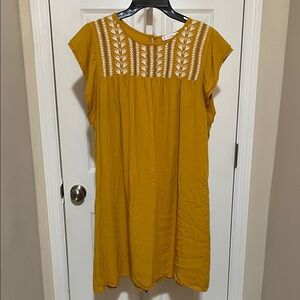 Love Mustard Embroidered Mini Dress